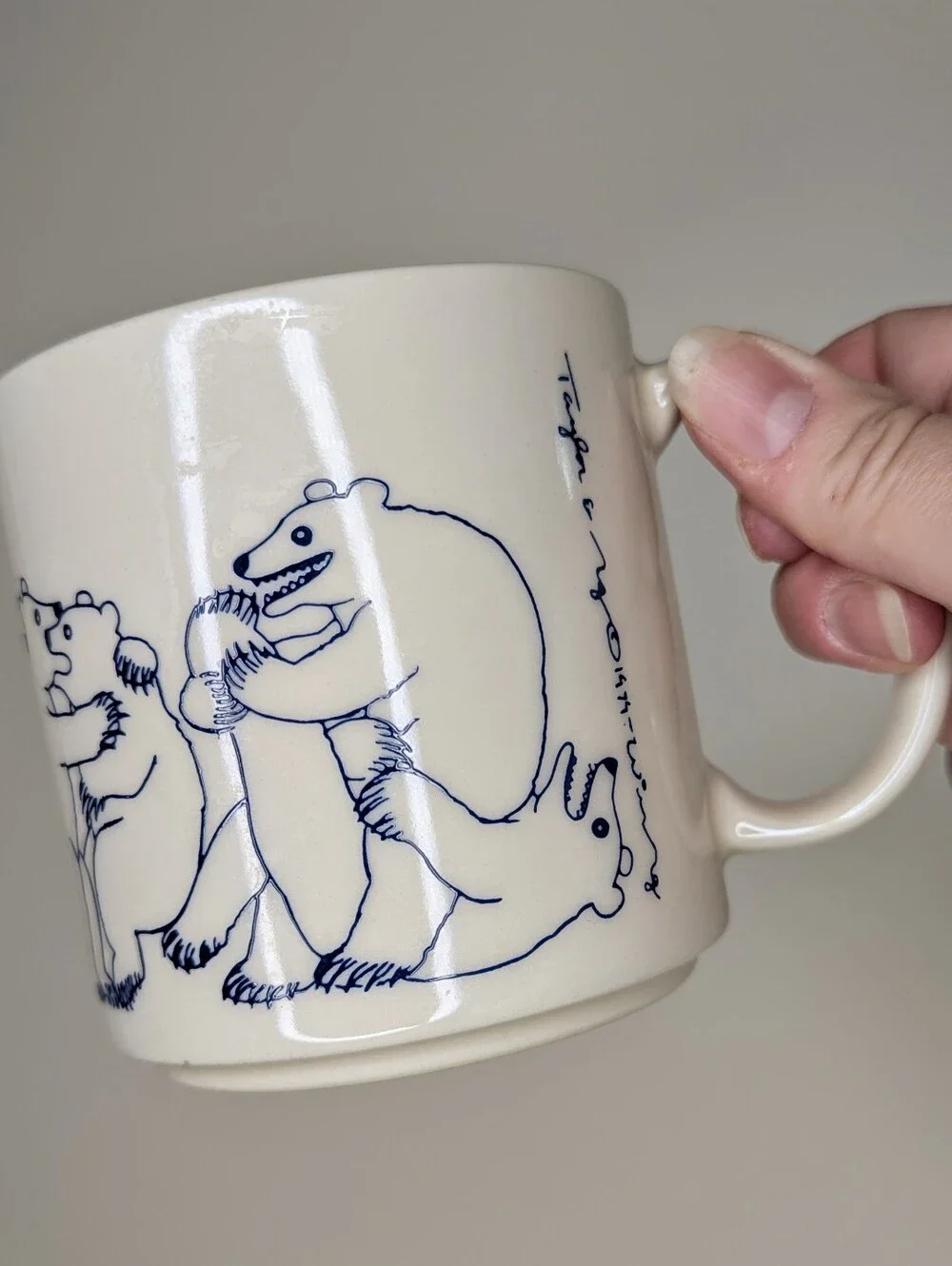 Vintage Taylor & NG Naughty Sexy Bears Orgy Blue Grey White Coffee Mug Cup